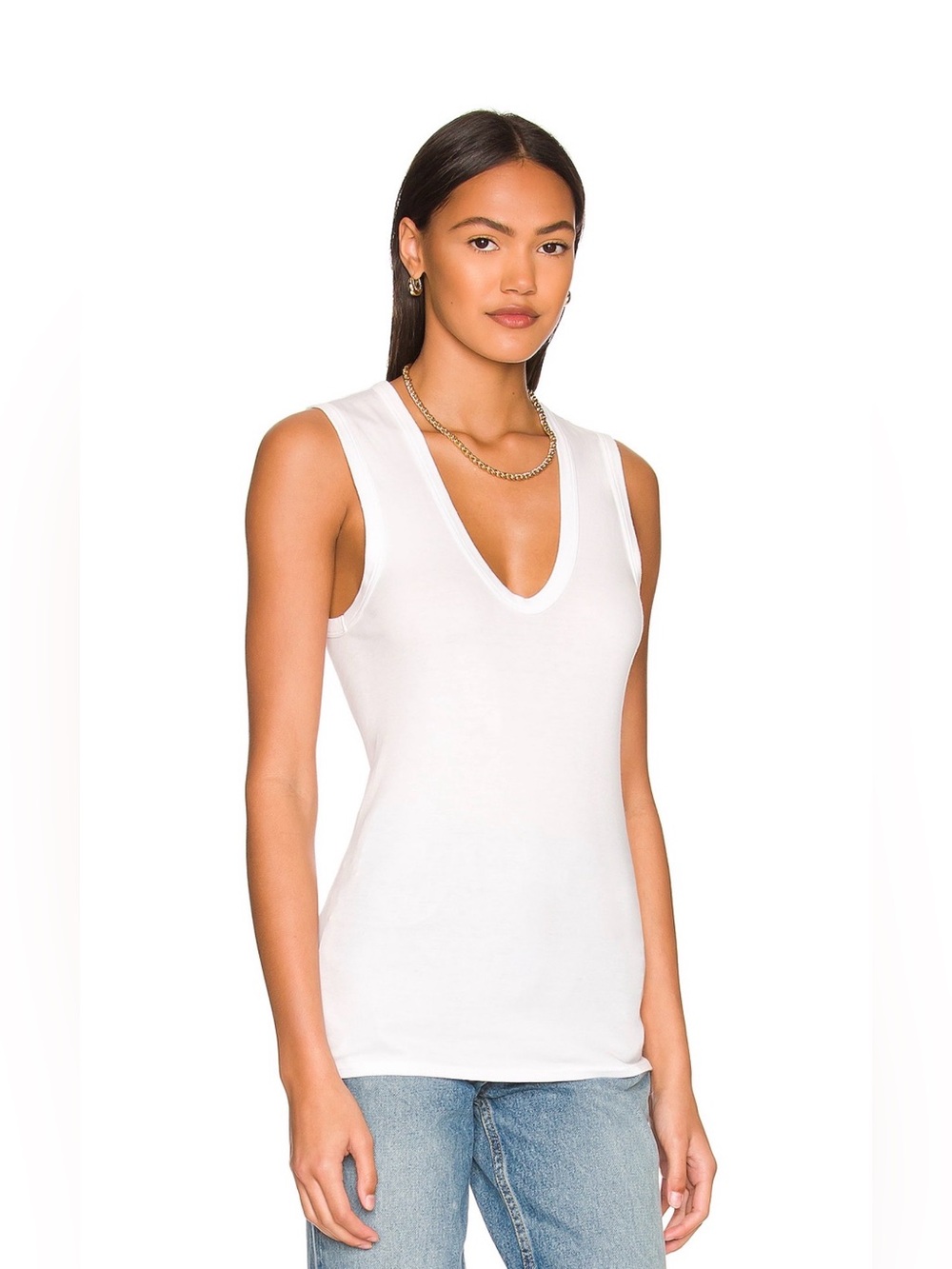 Enza Costa Supima Sleeveless U Tank White Size XS - Picture 3 of 4